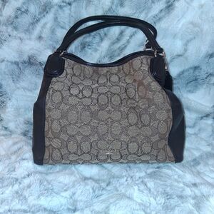 Coach Brown and Tan Hand Bag/tote with Iconic Monogram